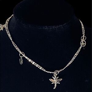 Sterling silver 925 adjustable ankle bracelet with cherries, peace, dragonfly